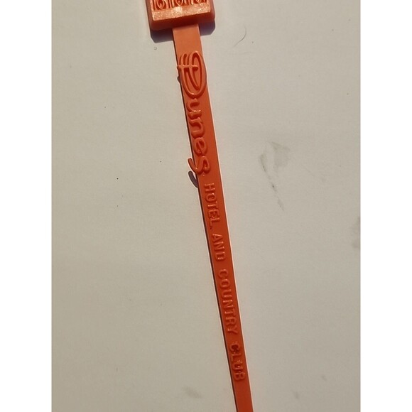 Vintage Dunes Hotel Casino Las Vegas Swizzle Stick Red 6.25" Retro Barware - Picture 2 of 3